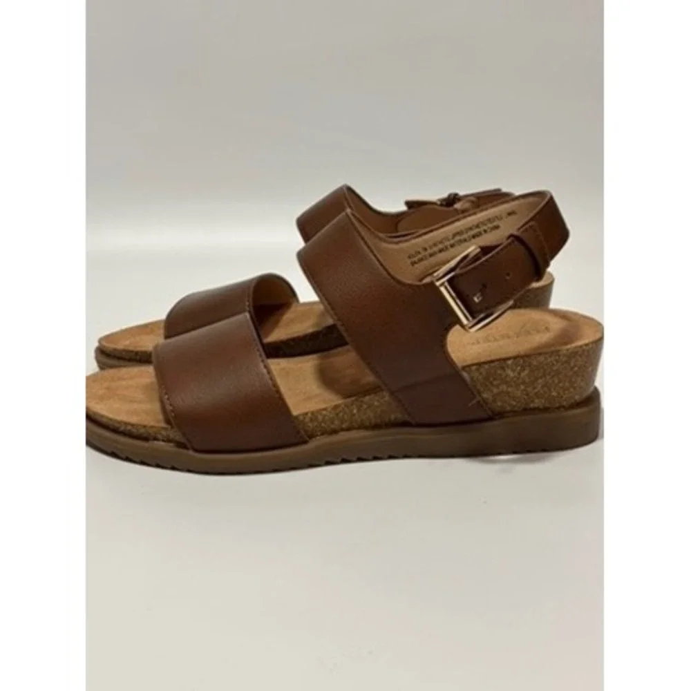 Flexi Step Nolan Brown Faux Leather Ankle Strap Sandal‎ Women's Size 7M Comfort - Picture 4 of 9
